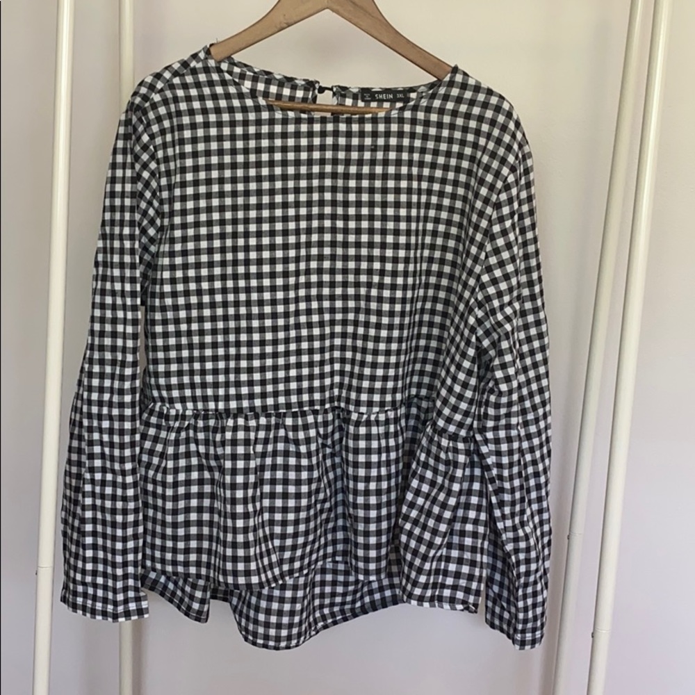Gingham Peplum Top